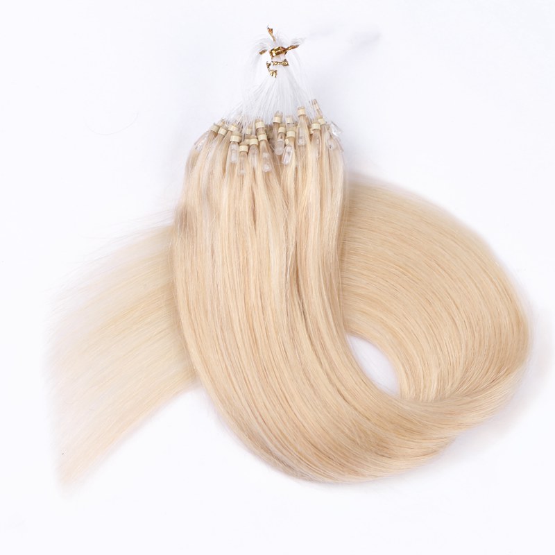 12A Grade Micro Ring Loop Virgin Remy Hair Fish Line Straight Hair Extension For Women